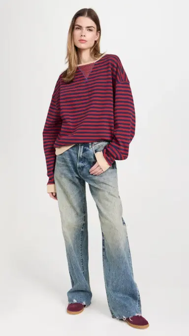 Free People Classic Striped Crew Sweatshirt Nautical Combo | Thumbnail 5