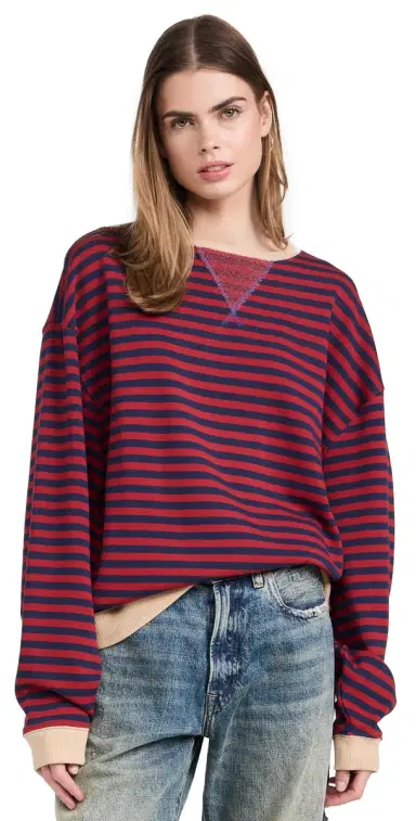 Free People Classic Striped Crew Sweatshirt Nautical Combo | Thumbnail 1