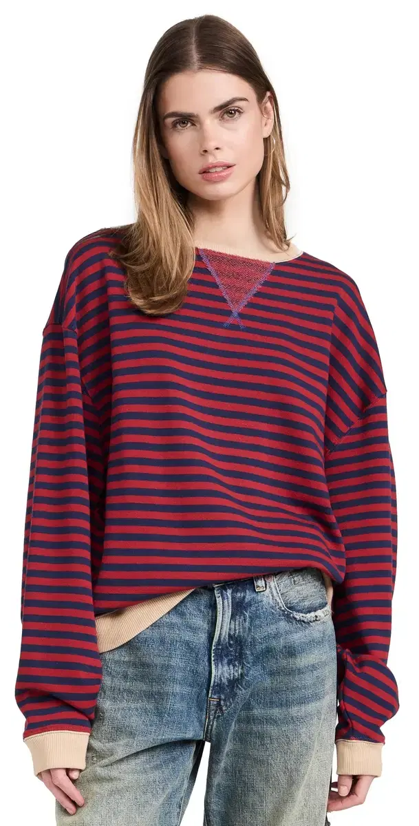 Classic Striped Crew Sweatshirt Nautical Combo