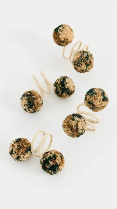 Kim Seybert Casbah Napkin Rings Set of 4 Natural/Green One Size | Thumbnail 2