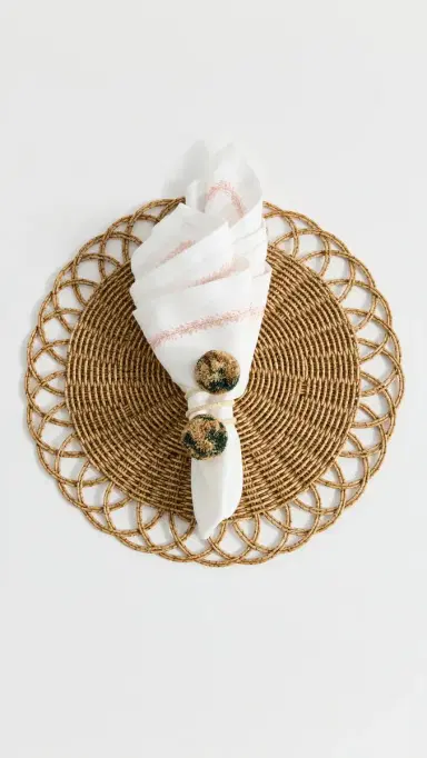 Kim Seybert Casbah Napkin Rings Set of 4 Natural/Green One Size | Thumbnail 3