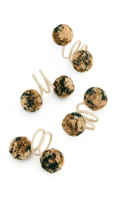 Kim Seybert Casbah Napkin Rings Set of 4 Natural/Green One Size | Thumbnail 5