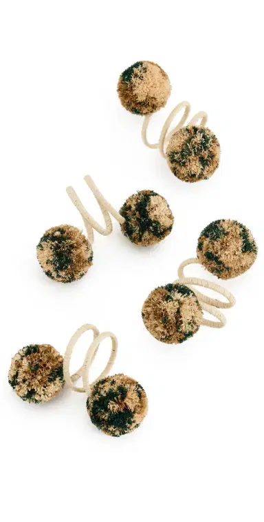 Kim Seybert Casbah Napkin Rings Set of 4 Natural/Green One Size | Thumbnail 1
