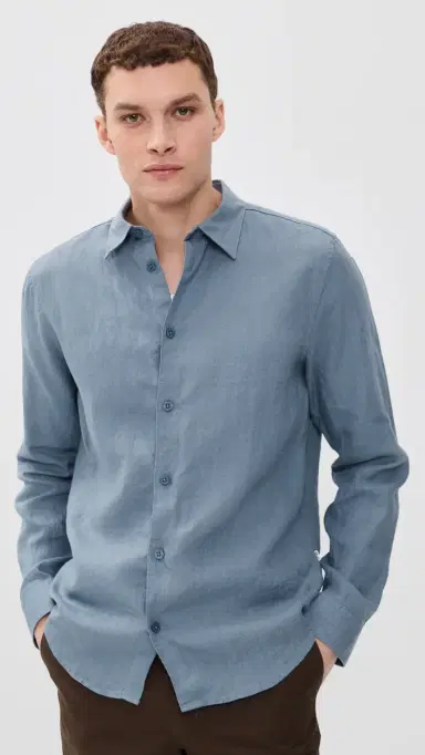 NN07 Enzo Linen Shirt Stone Blue | Thumbnail 2