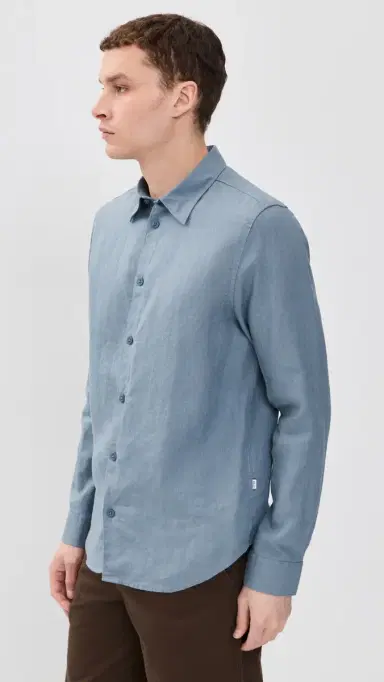NN07 Enzo Linen Shirt Stone Blue | Thumbnail 4