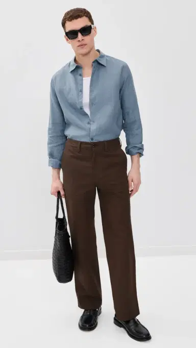NN07 Enzo Linen Shirt Stone Blue | Thumbnail 5