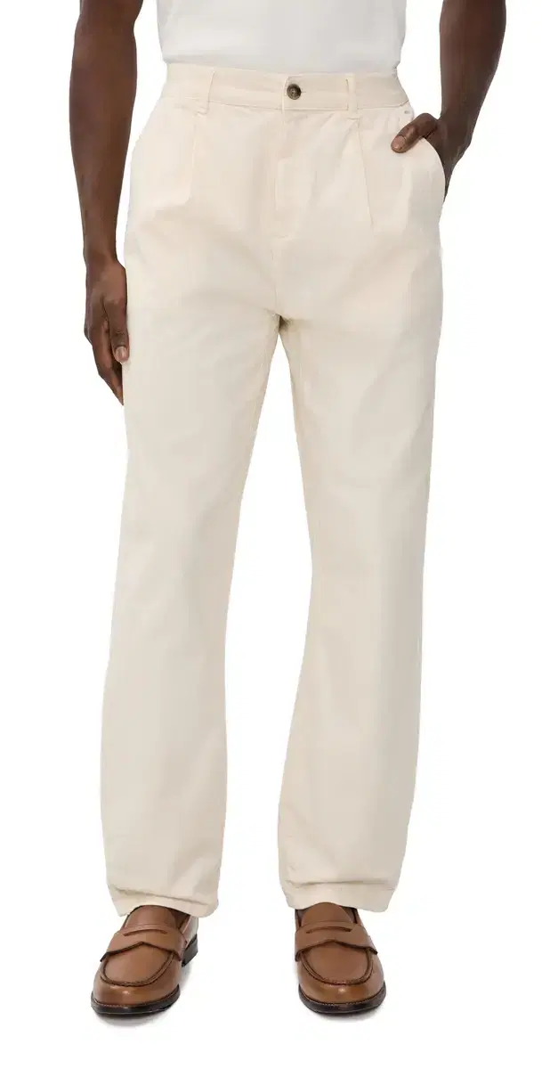Romeo Pleated Chino Pants Eggnog White