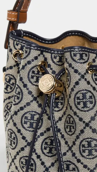 Tory Burch T Monogram Mini Bucket Bag Tory Navy One Size | Thumbnail 5 Tory Burch T Monogram Mini Bucket Bag Tory Navy One Size | Thumbnail 5