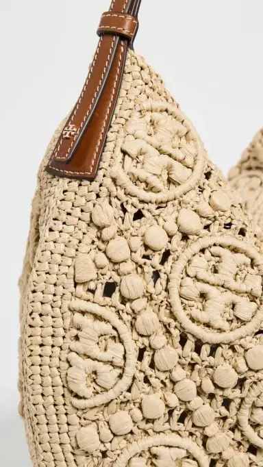 Tory Burch T Monogram Raffia Balloon Bag Natural One Size | Thumbnail 5