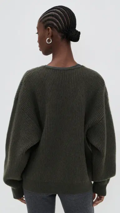 Pixie Market Deep V Neck Sweater Dark Grey M/L | Thumbnail 3