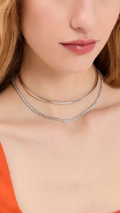 SHASHI Bezel Tennis Necklace Silver One Size | Thumbnail 3