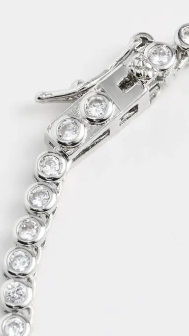SHASHI Bezel Tennis Necklace Silver One Size | Thumbnail 4