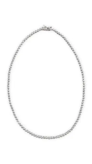 SHASHI Bezel Tennis Necklace Silver One Size | Thumbnail 5