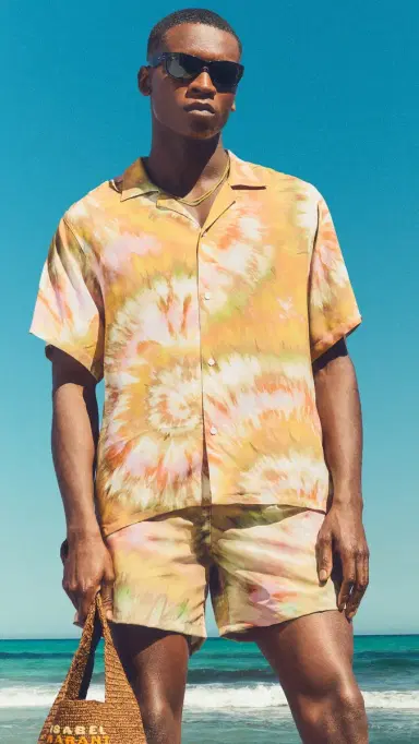 Bather Calypso Swirl Camp Shirt Orange | Thumbnail 2