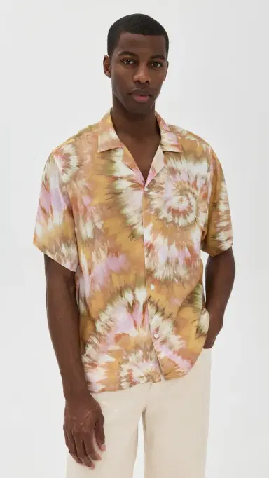 Bather Calypso Swirl Camp Shirt Orange | Thumbnail 3