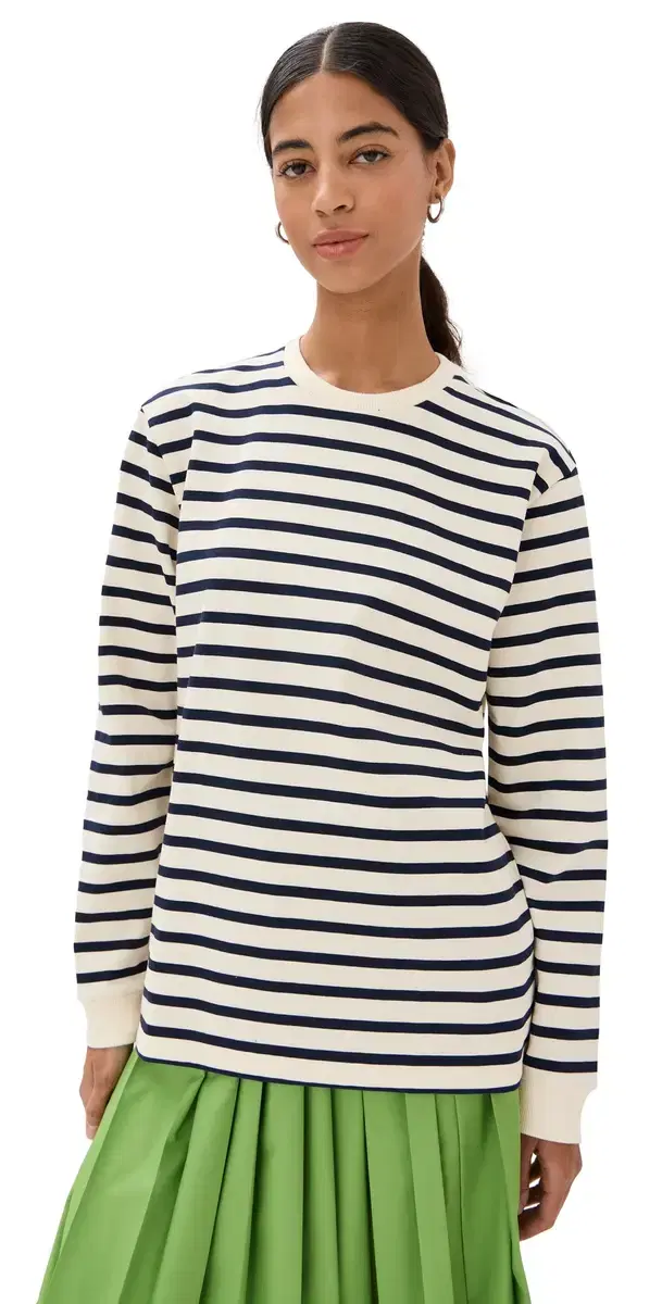 Striped Perfect Tee Crew Neck Navy ulti