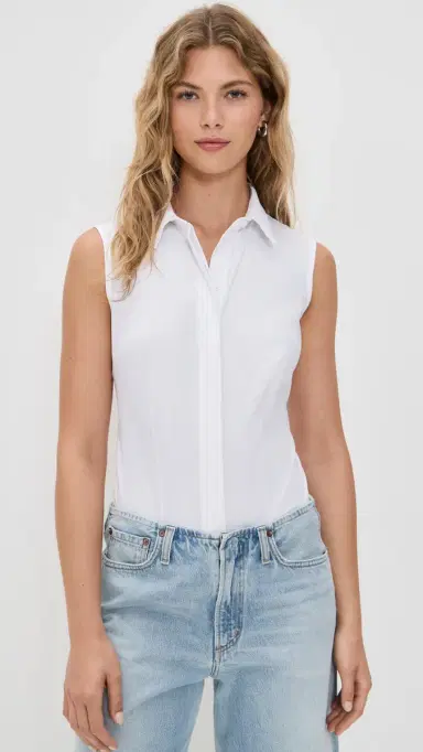 Commando Classic Sleeveless Button Down Thong Bodysuit White | Thumbnail 2 Commando Classic Sleeveless Button Down Thong Bodysuit White | Thumbnail 2