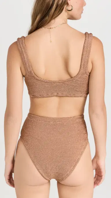Hunza G Jamie Bikini Set Metallic Cocoa One Size | Thumbnail 3