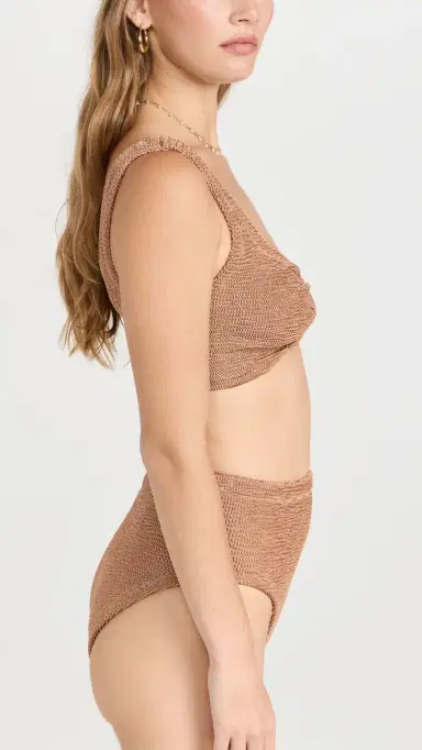 Hunza G Jamie Bikini Set Metallic Cocoa One Size | Thumbnail 4