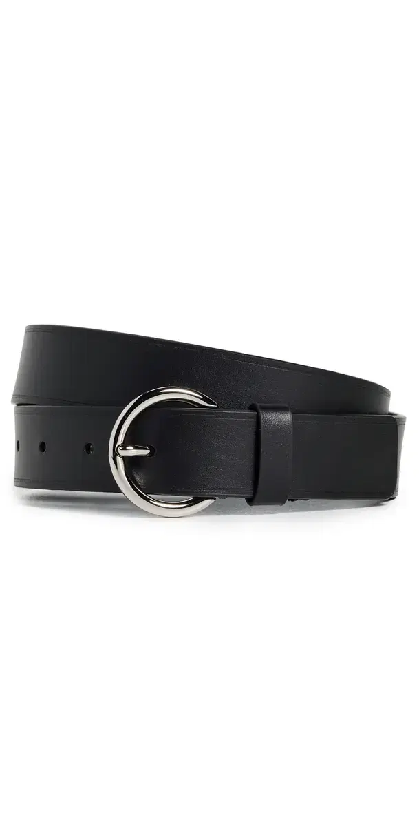 Vince 30mm Flat Ring Belt with Heat Crease Black