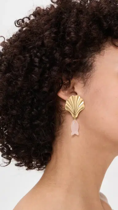 Brinker + Eliza Juno Earrings Rose Quartz | Thumbnail 3 Brinker + Eliza Juno Earrings Rose Quartz | Thumbnail 3
