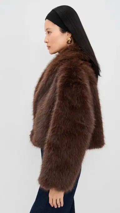 Lioness Madame Faux Fur Jacket Chocolate | Thumbnail 4