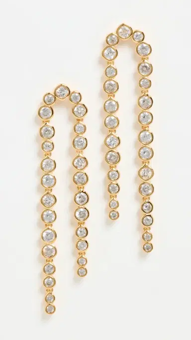 SHASHI Bezel Tennis Earrings Gold One Size | Thumbnail 2