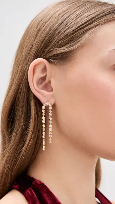 SHASHI Bezel Tennis Earrings Gold One Size | Thumbnail 3