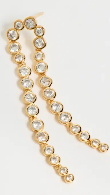 SHASHI Bezel Tennis Earrings Gold One Size | Thumbnail 4