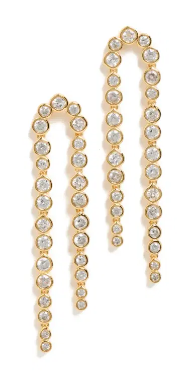 SHASHI Bezel Tennis Earrings Gold One Size | Thumbnail 1