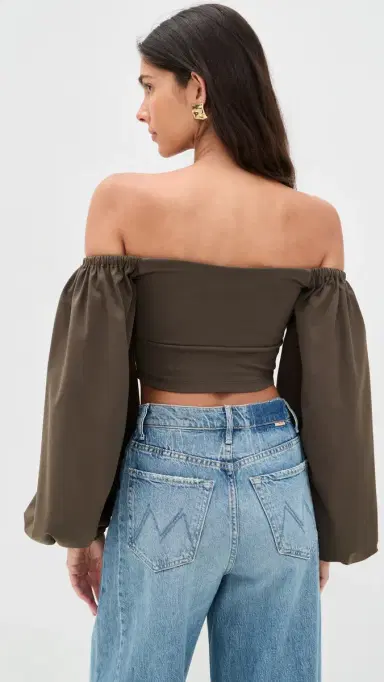 susana monaco Off-Shoulder Puff Sleeve Top Turkish Coffee | Thumbnail 3 susana monaco Off-Shoulder Puff Sleeve Top Turkish Coffee | Thumbnail 3