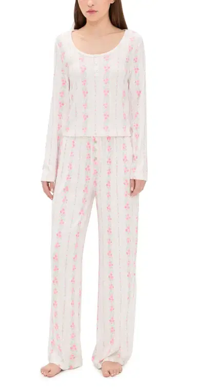 PJ Salvage Roses Are Pink Pajama Set | Thumbnail 1 PJ Salvage Roses Are Pink Pajama Set | Thumbnail 1