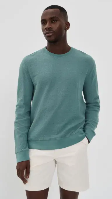 Billy Reid Crinkle Rib Crew Sweater teel Blue | Thumbnail 2