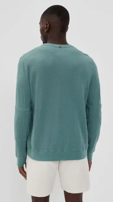 Billy Reid Crinkle Rib Crew Sweater teel Blue | Thumbnail 3