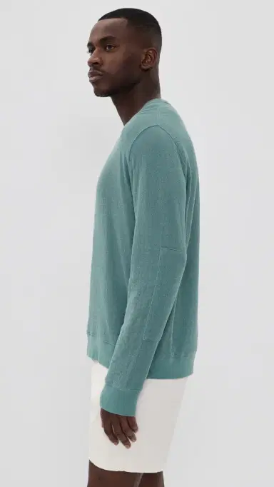 Billy Reid Crinkle Rib Crew Sweater teel Blue | Thumbnail 4