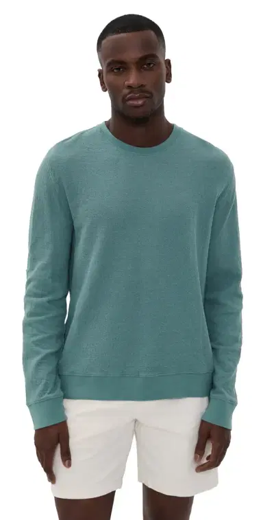 Billy Reid Crinkle Rib Crew Sweater teel Blue | Thumbnail 1