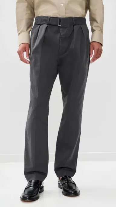 OFFICINE GÉNÉRALE Pleated Twill Chino Pants Faded Black | Thumbnail 2