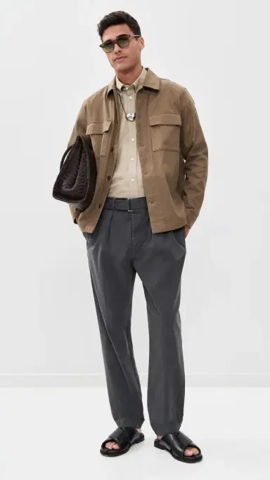 OFFICINE GÉNÉRALE Pleated Twill Chino Pants Faded Black | Thumbnail 5