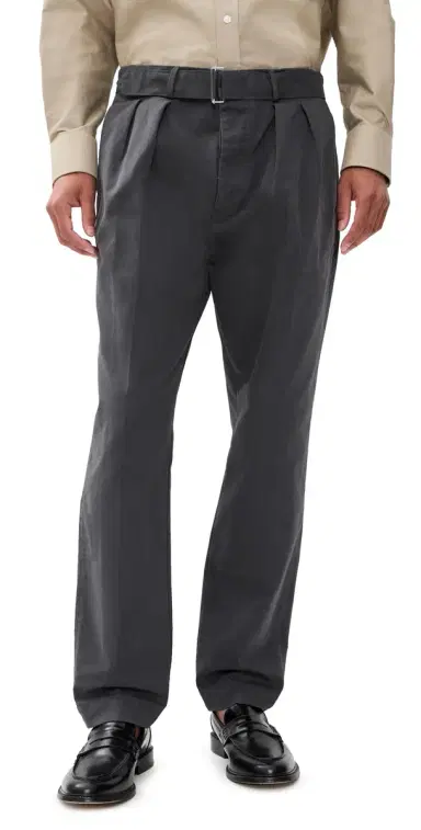 OFFICINE GÉNÉRALE Pleated Twill Chino Pants Faded Black | Thumbnail 1