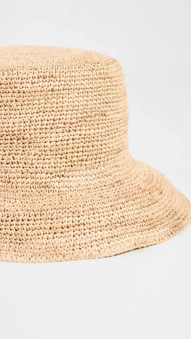 Hat Attack Chic Crochet Straw Bucket Hat Natural One Size | Thumbnail 4