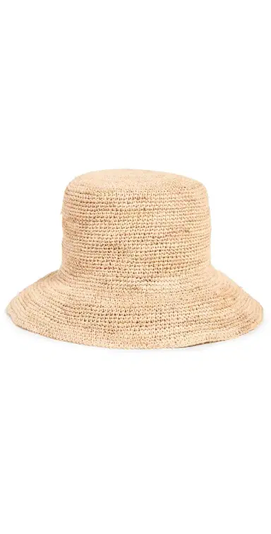 Hat Attack Chic Crochet Straw Bucket Hat Natural One Size | Thumbnail 1