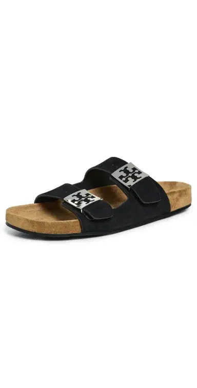 Tory Burch Mellow Slides Perfect Black/Light Teak 9 | Thumbnail 1 Tory Burch Mellow Slides Perfect Black/Light Teak 9 | Thumbnail 1