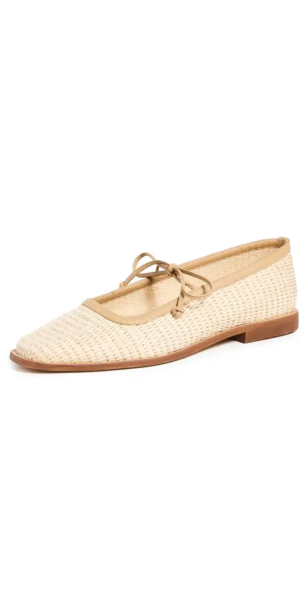 KAANAS Lexie Basketweave Ballerina Flats Natural
