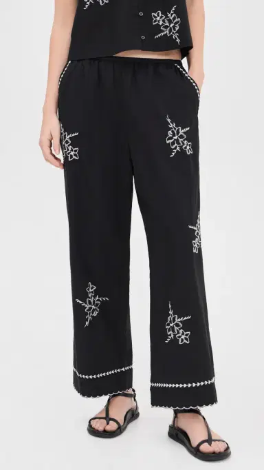 The Great. THE GREAT. The Weekend Hanky Embroidery Pants | Thumbnail 2 The Great. THE GREAT. The Weekend Hanky Embroidery Pants | Thumbnail 2