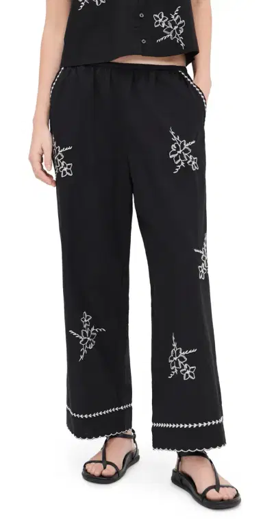 The Great. THE GREAT. The Weekend Hanky Embroidery Pants | Thumbnail 1 The Great. THE GREAT. The Weekend Hanky Embroidery Pants | Thumbnail 1