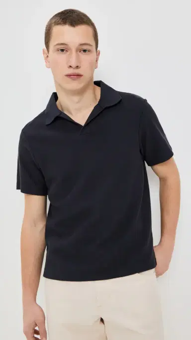 Frame Short Sleeve Jacquard Polo Dark Navy S | Thumbnail 2
