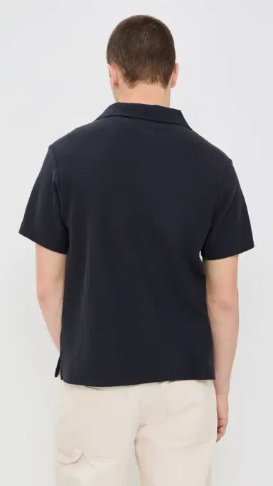 Frame Short Sleeve Jacquard Polo Dark Navy S | Thumbnail 3