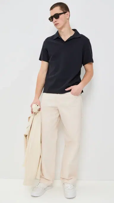 Frame Short Sleeve Jacquard Polo Dark Navy S | Thumbnail 5