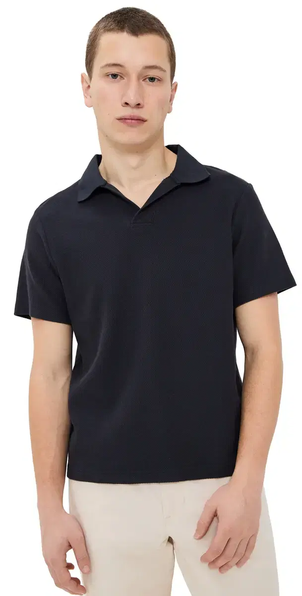 FRAME hort leeve Jacquard Polo Dark Navy