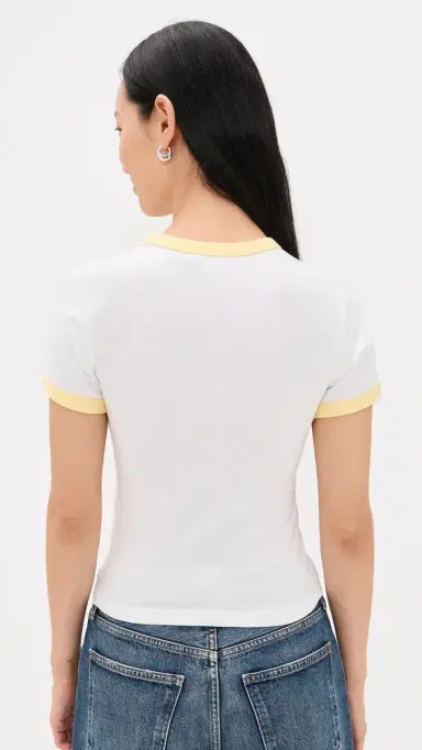 Good American Super Stretch Baby Ringer Tee White001 | Thumbnail 3 Good American Super Stretch Baby Ringer Tee White001 | Thumbnail 3